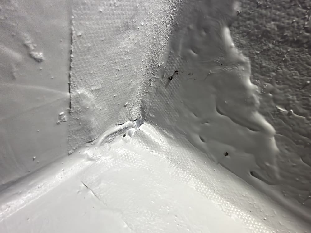 Waterproofing bandage inadequate installation, recorded during a waterproofing inspection in Nar Nar Goon